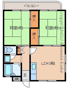 土肥マンション(2DK/1階)の間取り写真