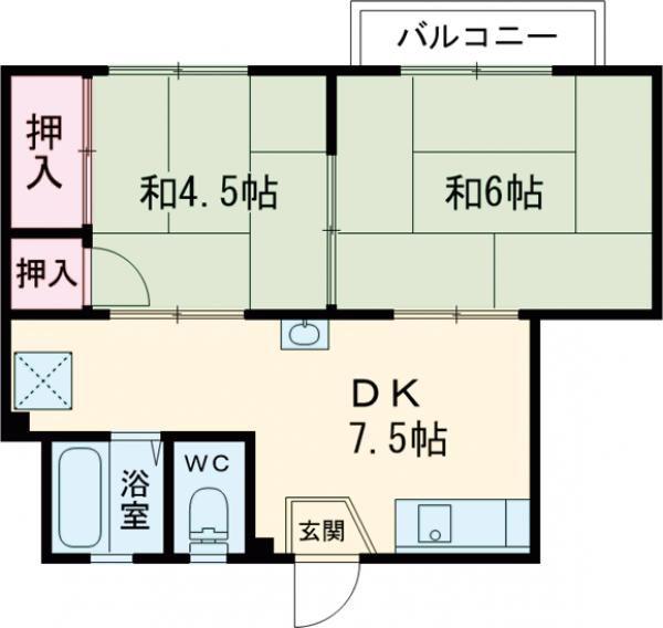 ソレイユホタテ(2DK/1階)の間取り写真
