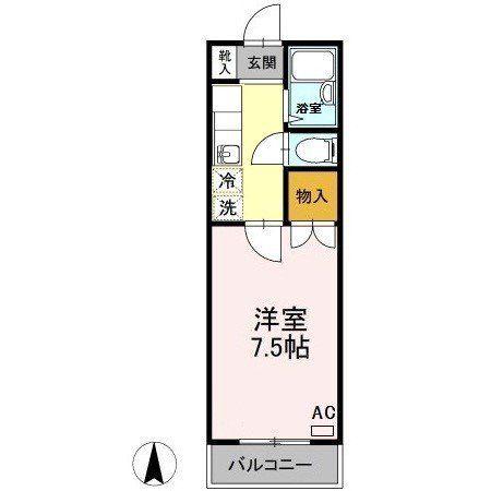 メゾン本庄 A棟(1K/2階)の間取り写真