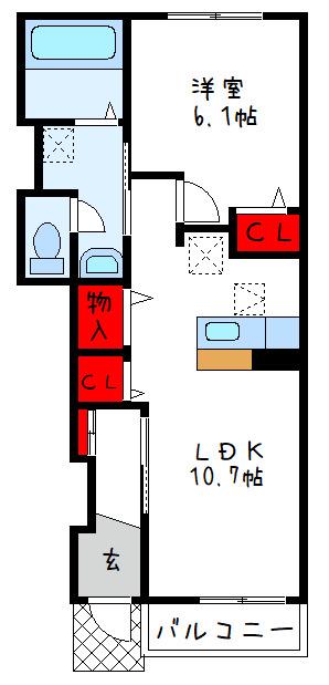 パークライフ八尾II(1LDK/1階)の間取り写真