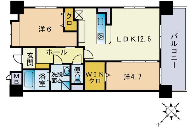 ウェルフォート比恵3番館(2LDK/10階)の間取り写真