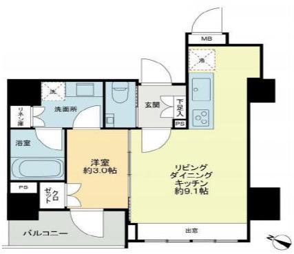CONOE一番町 コノエ一番町(1LDK/4階)の間取り写真