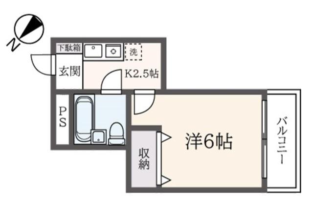グランドペア(1K/3階)の間取り写真