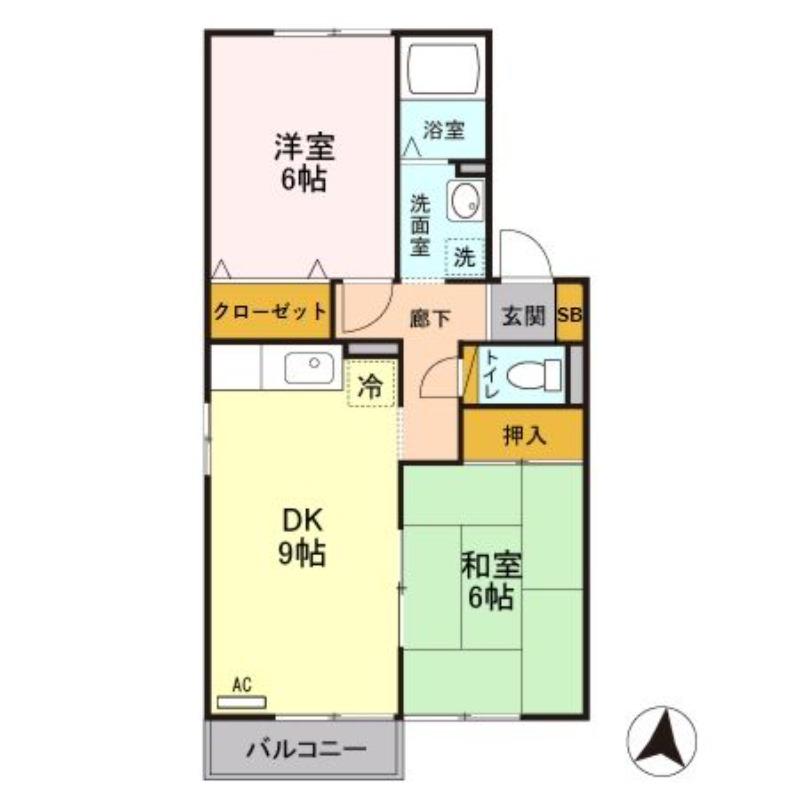 メゾンドール壱番館(2DK/1階)の間取り写真