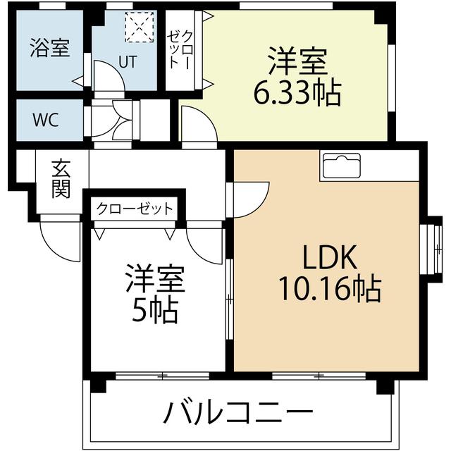 原リバーサイド(2LDK/2階)の間取り写真