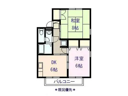 ラフォーレ宮入B(2DK/1階)の間取り写真