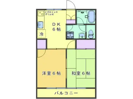 アプリコットハイムA(2DK/2階)の間取り写真
