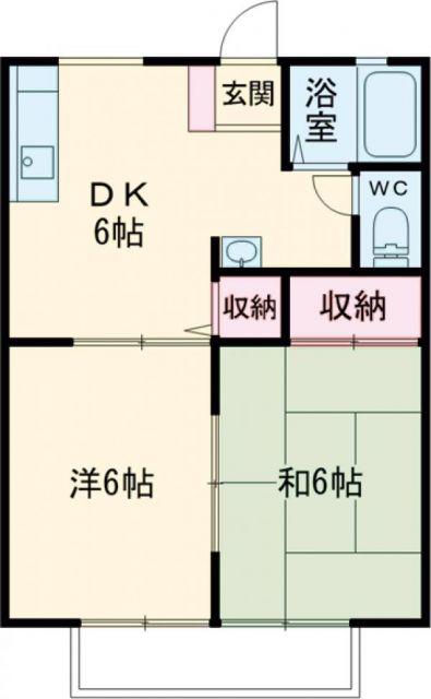 福正ハイツE(2DK/2階)の間取り写真