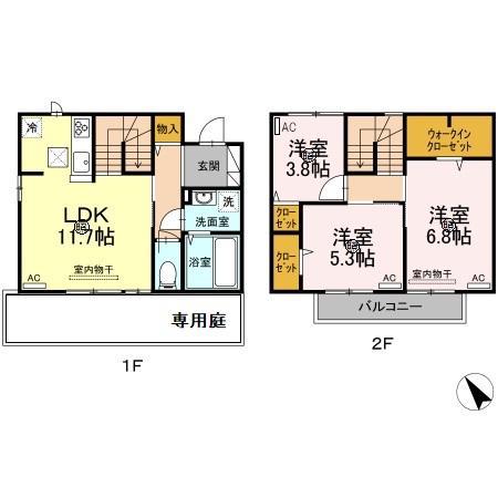 メゾン黄金町B(3LDK/1階)の間取り写真