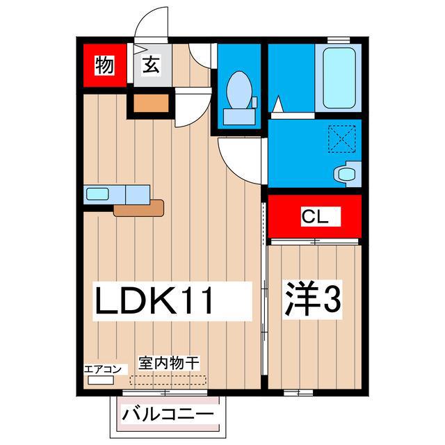 バローネ・イースト(1LDK/1階)の間取り写真