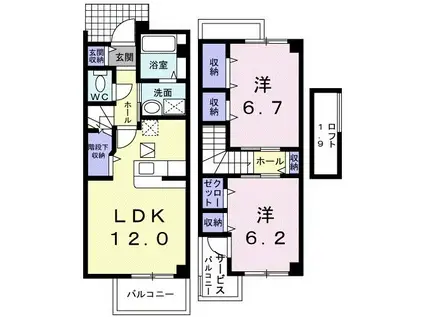 グレンデ・フレデリクス(2LDK/1階)の間取り写真