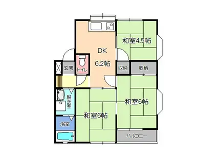 シャトーサオトメ(3DK/2階)の間取り写真