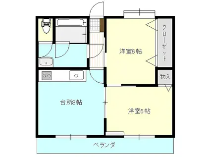 グリーンヒル花高I(2DK/1階)の間取り写真