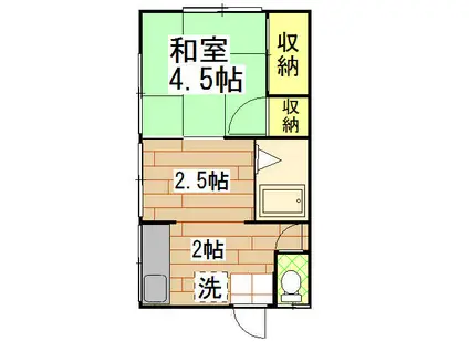 清水荘(1SK/2階)の間取り写真