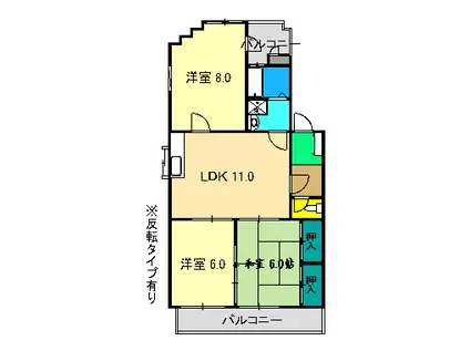 小松マンション(3LDK/3階)の間取り写真