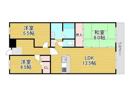 セリージェ彦根(3LDK/5階)の間取り写真