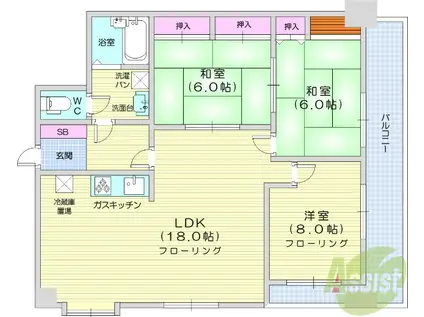 ライオンズマンション中央(3LDK/6階)の間取り写真