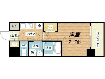 サムティ大阪GRAND イーストII(1K/4階)の間取り写真