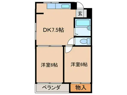 スミケン南塚口(2DK/2階)の間取り写真