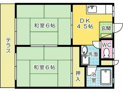 サンハイツ赤坂(2DK/1階)の間取り写真