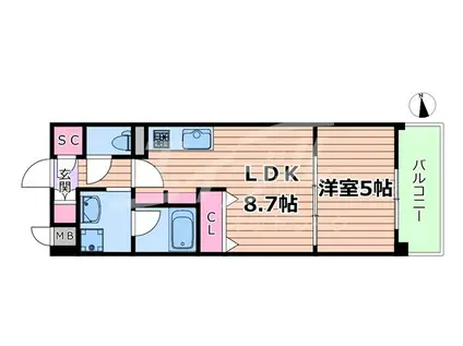 ESTAGEO関目高殿(1LDK/4階)の間取り写真