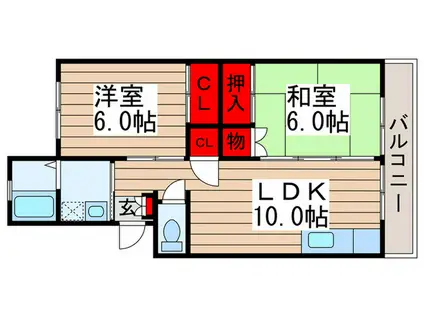 小松コーポII(2LDK/2階)の間取り写真