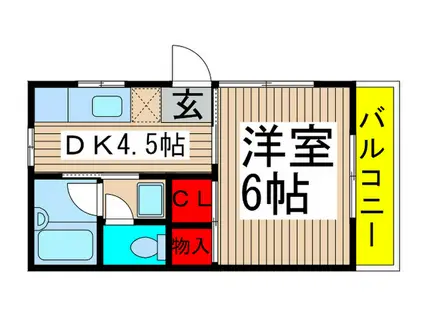 加賀ハイツA(1DK/1階)の間取り写真