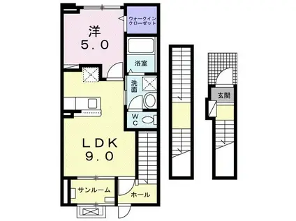 アルテミシアII(1LDK/3階)の間取り写真