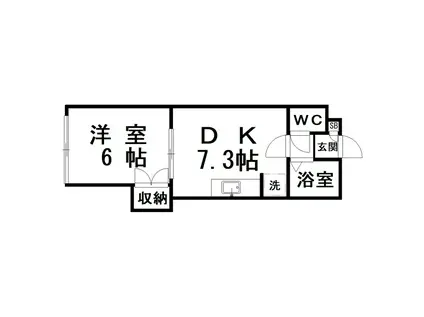 サンハイツ若草(1DK/3階)の間取り写真
