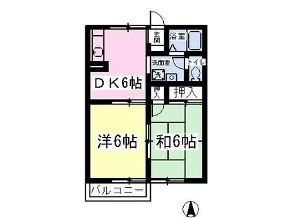 ハイツタケイ(2DK/2階)の間取り写真
