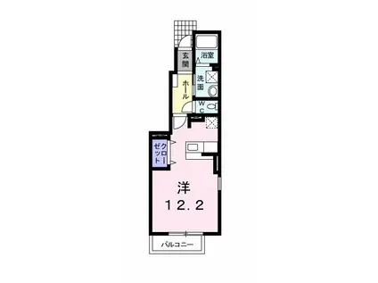 タカラピュア 西(ワンルーム/1階)の間取り写真