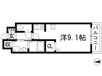 エクレール古結Ⅴ(ワンルーム/2階)の間取り写真