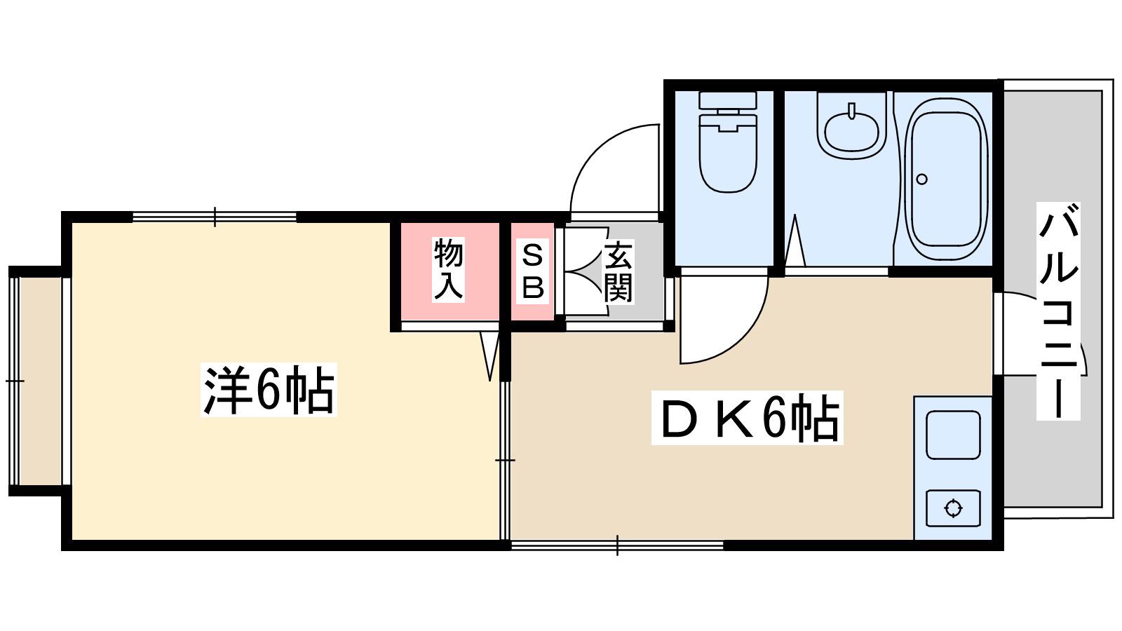 ハイツパイン(1DK/1階)の間取り写真