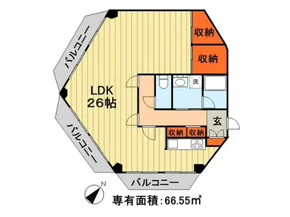 クリスタルスクエアINOHANA(ワンルーム/3階)の間取り写真