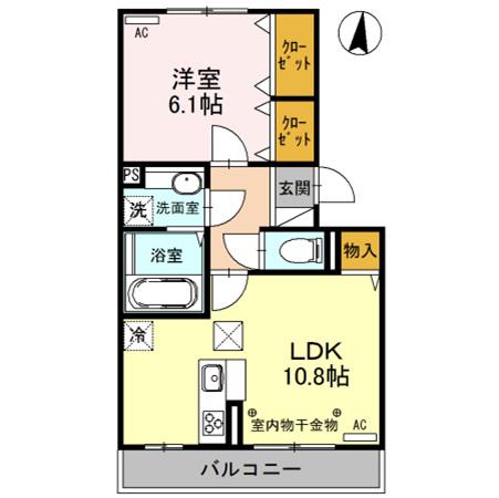 リヴェールマリーズD(1LDK/1階)の間取り写真