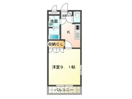 ラッキーライフ(1K/1階)の間取り写真
