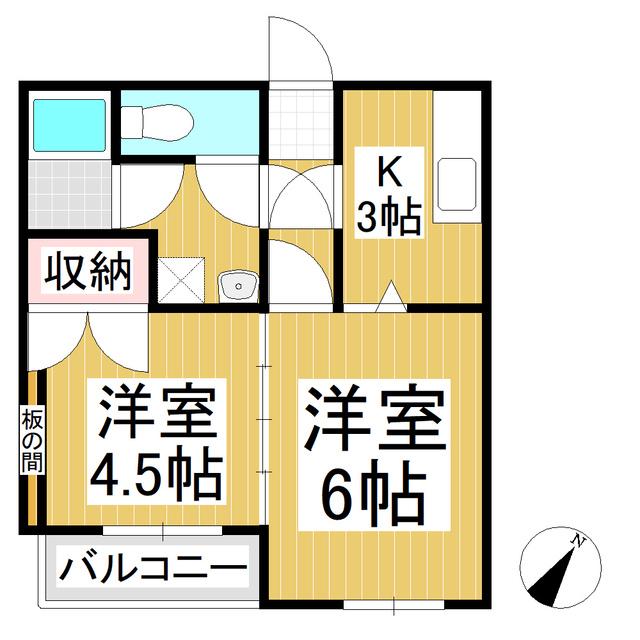 村越第二マンション(2K/2階)の間取り写真