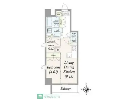 PRIMAL 両国(1SLDK/9階)の間取り写真