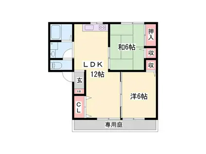 メゾン・カトルズ A棟(2LDK/1階)の間取り写真