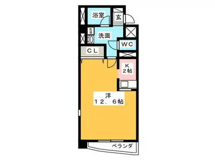 メゾン・ド・ミヤビ(ワンルーム/3階)の間取り写真