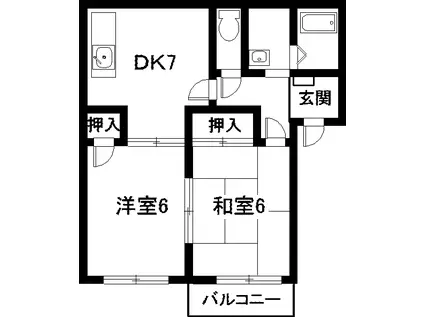 ハイツスリーゼ(2DK/1階)の間取り写真