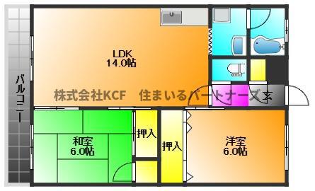 グランカーサ清蘭(2LDK/1階)の間取り写真