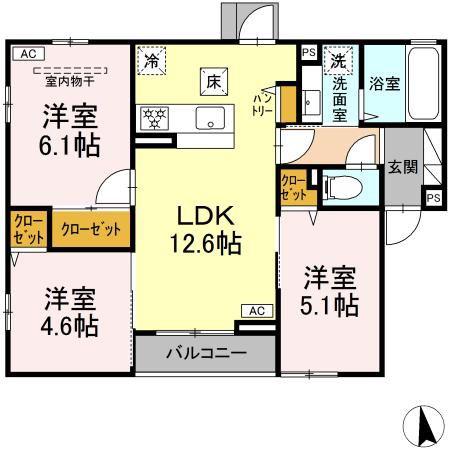 CLAIREA(3LDK/1階)の間取り写真