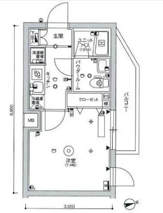 スカイコート品川パークサイドIII 2階階 間取り