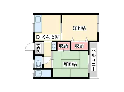 マンション若葉(2DK/1階)の間取り写真