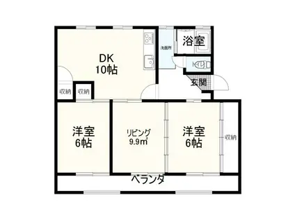 サウスビュー中央(2LDK/3階)の間取り写真