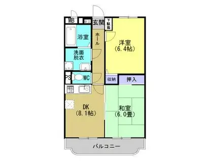 サンライズ桜台(2DK/1階)の間取り写真