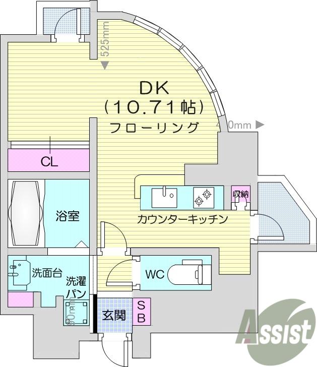 DNKMSA パート4 ANNEX別館(ワンルーム/9階)の間取り写真