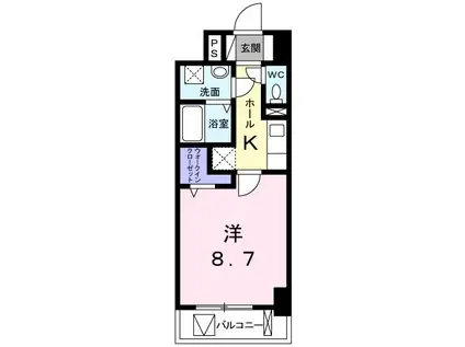 ベルフィオーレ(1K/4階)の間取り写真