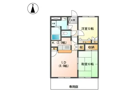シャンテクレア(2LDK/1階)の間取り写真